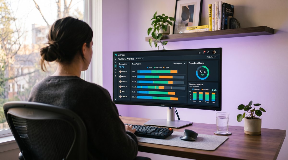 ActivTrak workforce analytics and productivity review dashboard