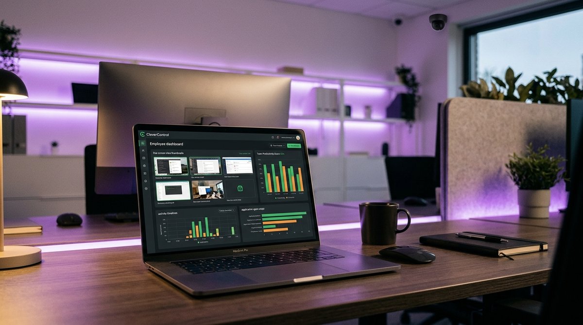 CleverControl stealth employee monitoring dashboard on a laptop