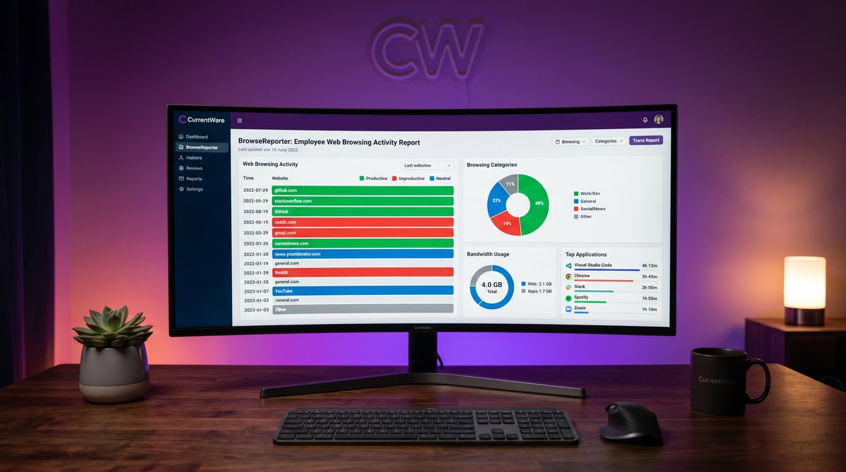 CurrentWare BrowseReporter employee monitoring dashboard