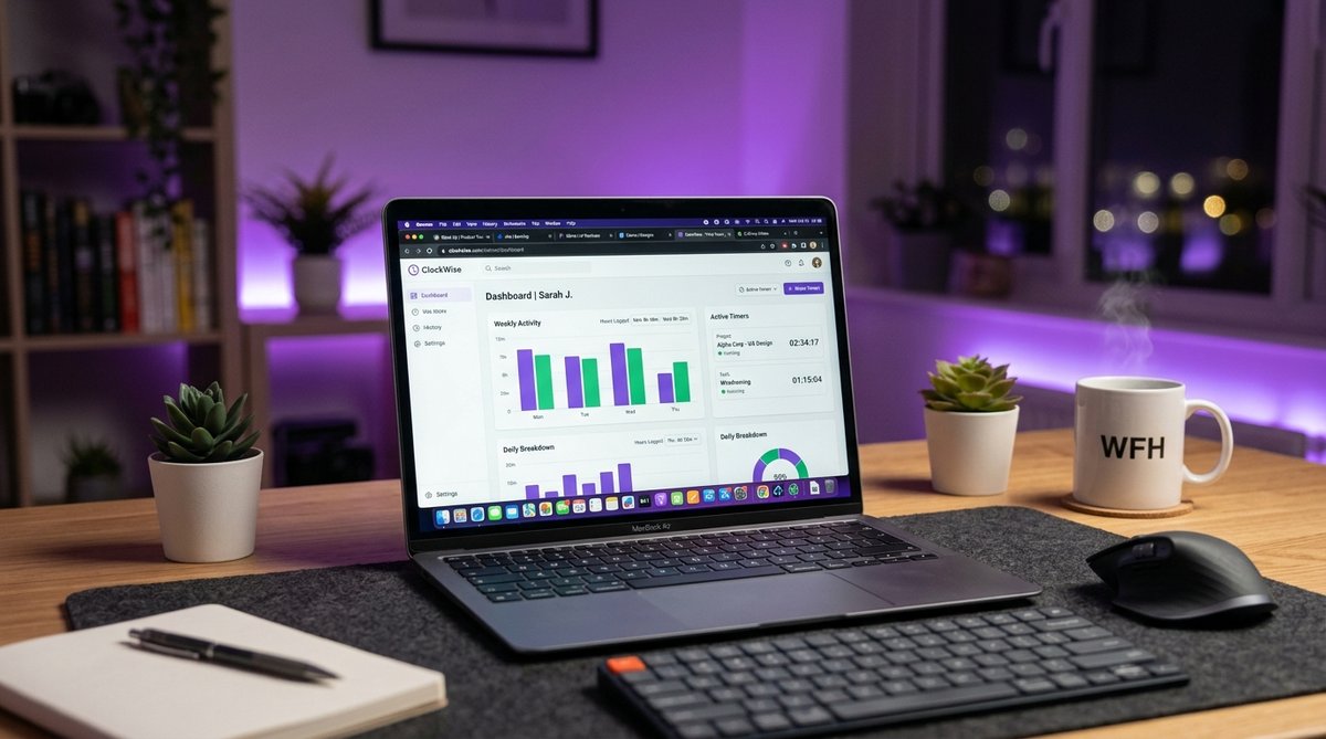 Time tracking software dashboard showing activity monitoring and reports