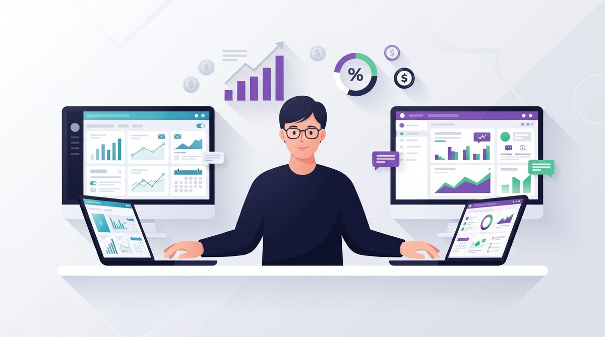 Overemployment statistics 2026 data visualization: a remote worker holding two full-time jobs at once